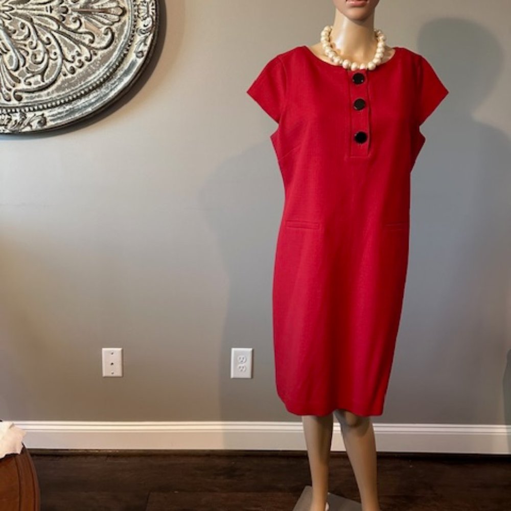 ANN TAYLOR RED SHIFT DRESS